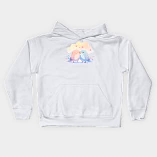 Love Birds watercolor Kids Hoodie